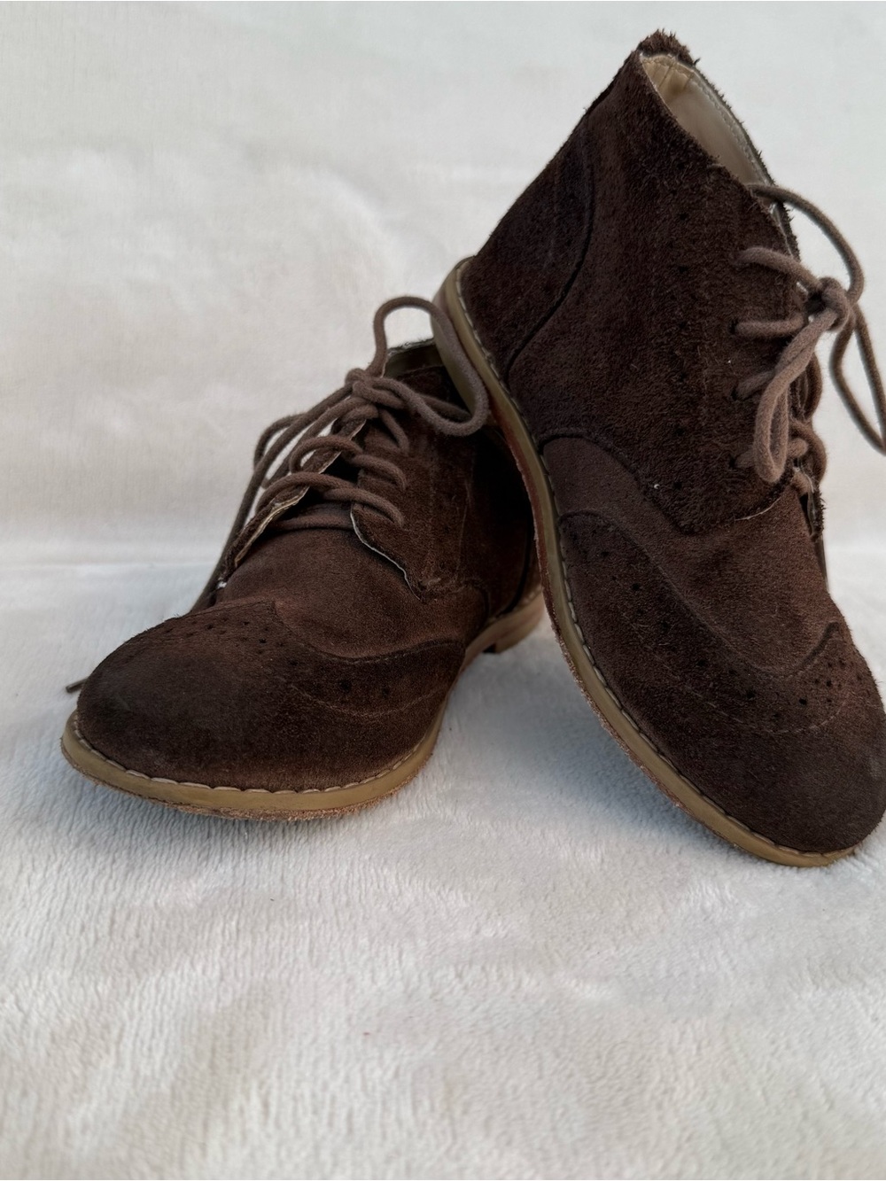 Janie & Jack Brown Suede Wingtip Lace-Up Boots kids 10
